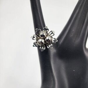 Stainless Steel Flower Ring Petals Boho Style Size 6 Pat. Pend Stamp